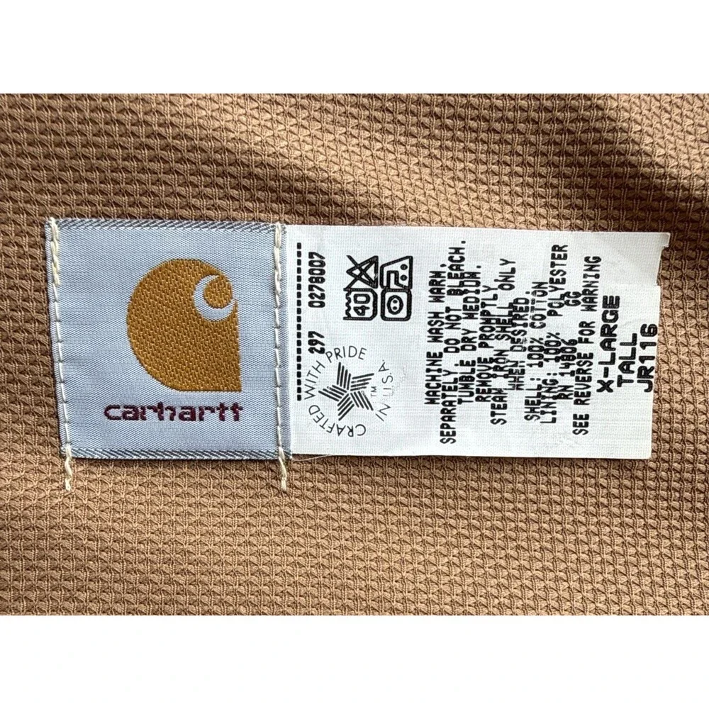 NWT VTG 1997 Carhartt Mens XL Tall JR116 Hooded Full Zip Brown Distressed Jacket